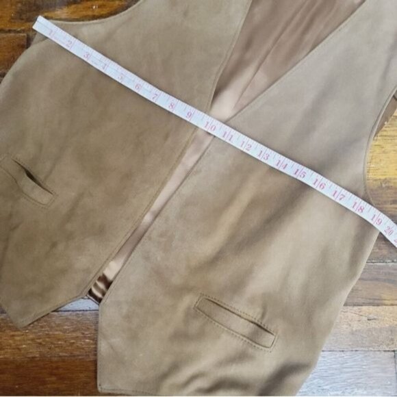 Vintage El Cuero de Cabra Tan Suede Leather Open Front Vest - Picture 8 of 10